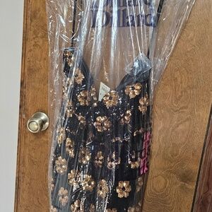 Alexa Marie Black and Gold Sequin Dress Size 14